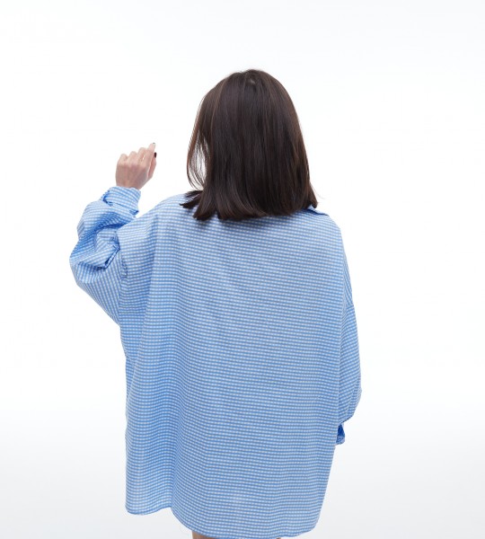 Блакитний костюм у клітинку | Showroom By Nona — зображення 2